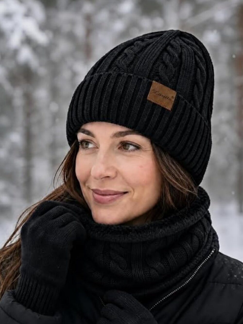 Loritta 3 Pieces Winter Hats for Women Scarf Touch Screen Gloves